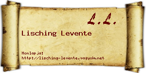 Lisching Levente névjegykártya